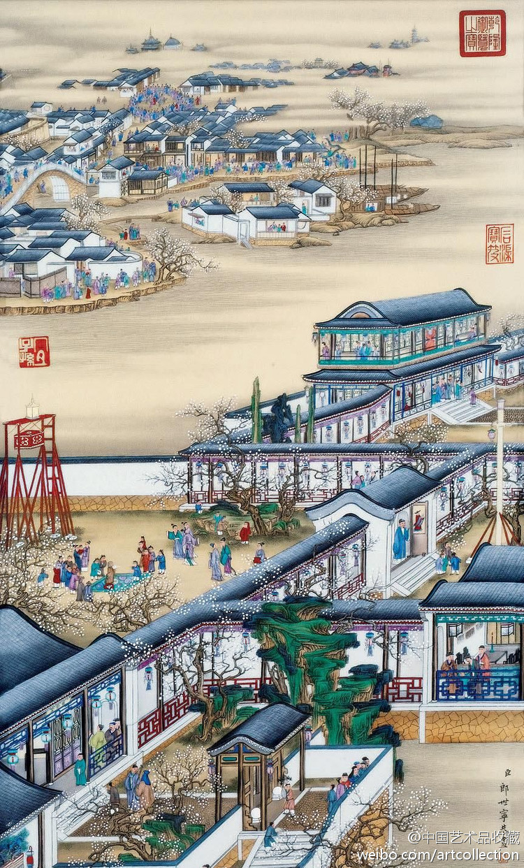 清郎世宁《平安春信图》--- 这是一幅人物肖像画，此幅画上并没有作者的