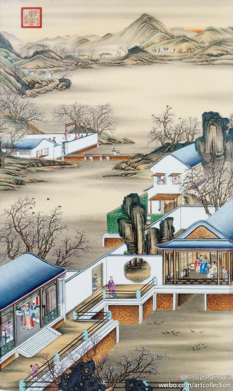 清郎世宁《平安春信图》--- 这是一幅人物肖像画，此幅画上并没有作者的