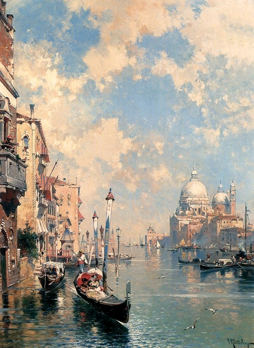 水彩油画风景画- 堆糖